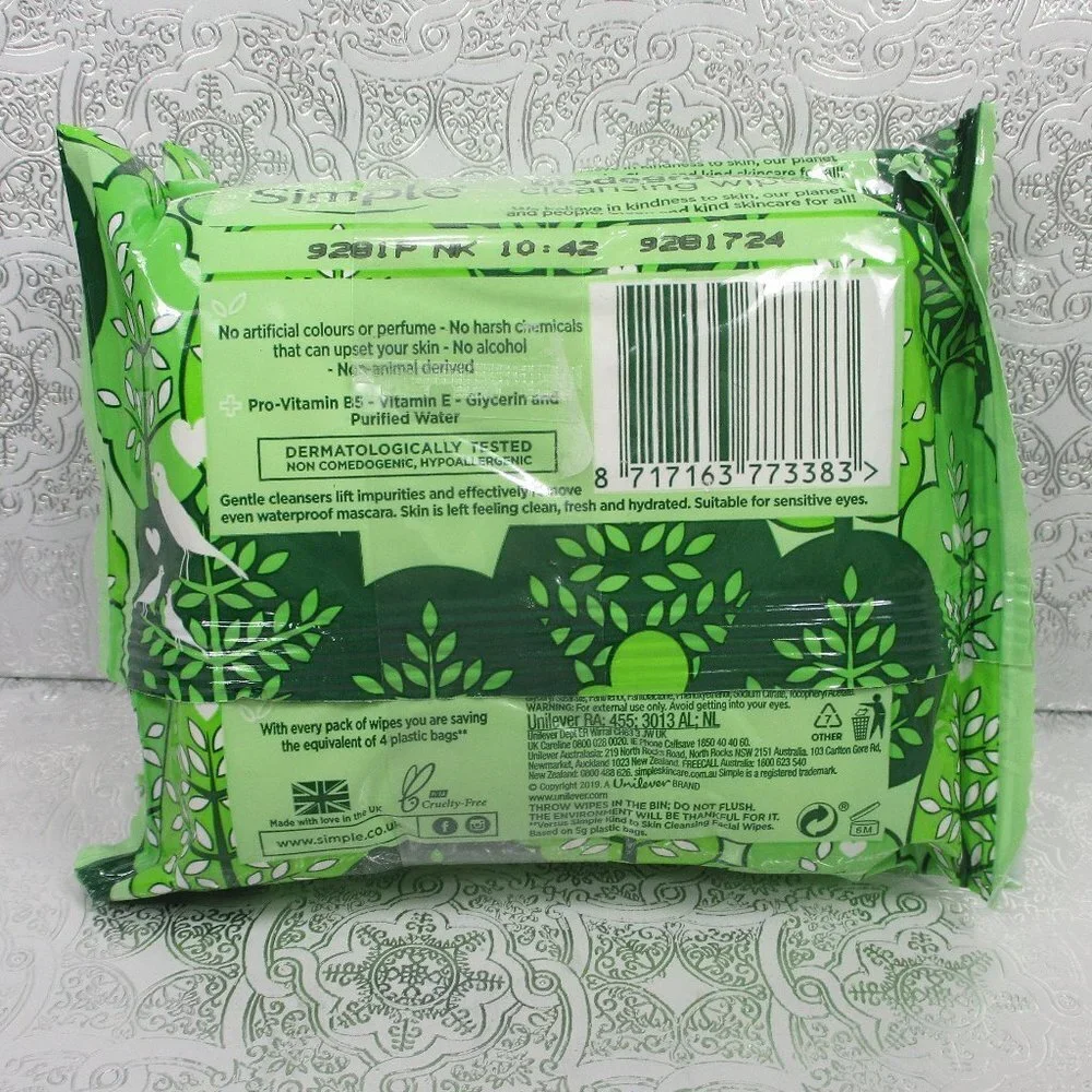 SIMPLE Sensitive Biodegradable Cleansing Wipes 2 Pack💥💥